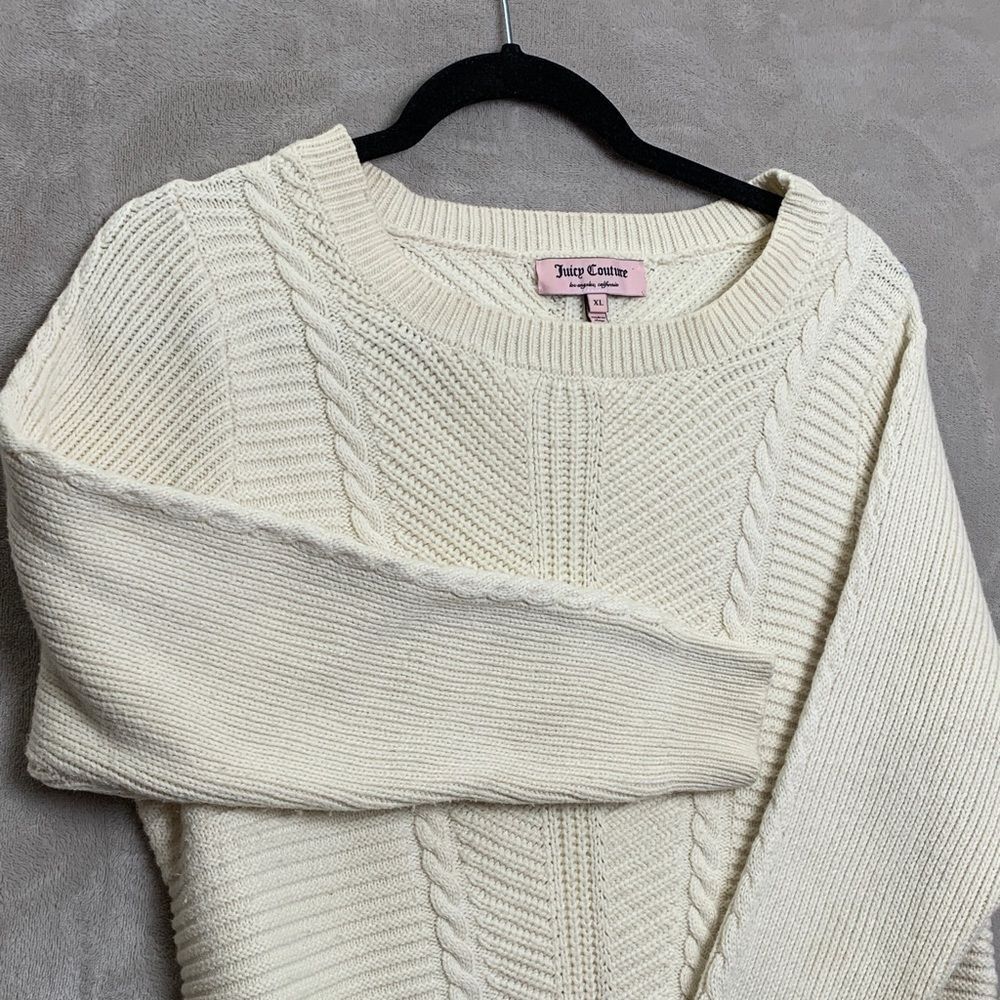 JUICY COUTURE | XL KNIT FAIR ISLE SWEATER | WHITE CREAM CABLE KNIT VTG Y2K 90S